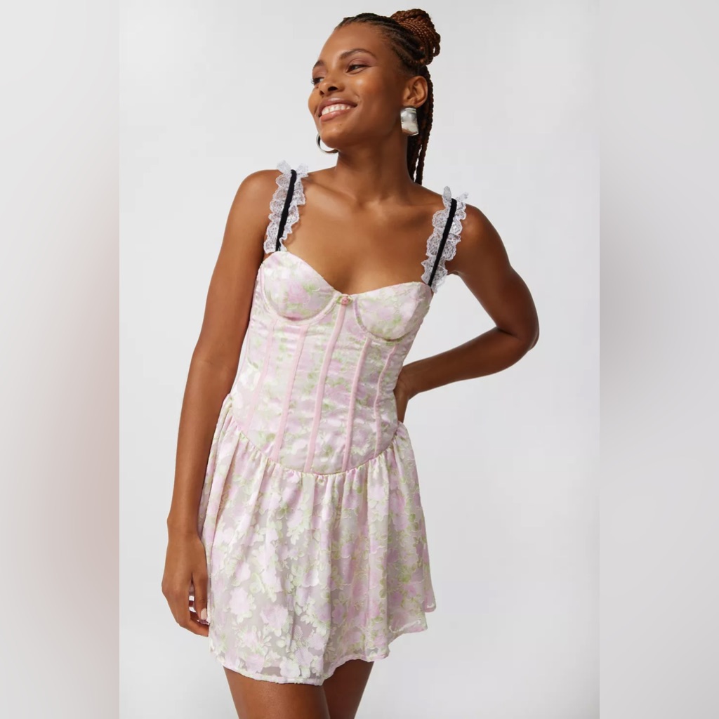 For Love & Lemons Tatiana Floral Corset Mini Dress